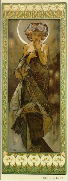 the moon by alphonse mucha